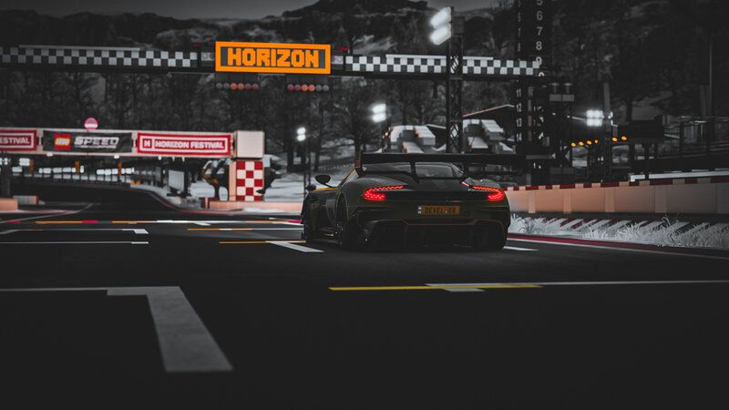 Race Car on Track — Black, Dramatic, Night, 3d Render