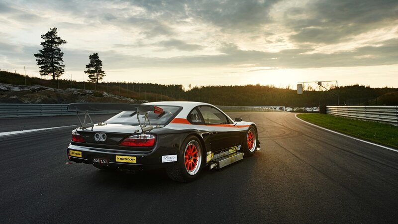 Race Car on Track — Black, Dramatic, Sunset, Photograph, Tree