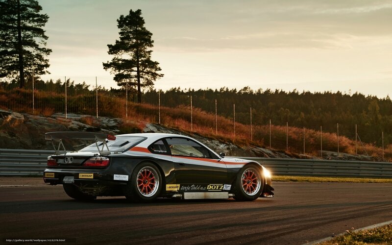 Race Car on Track — Black, Dramatic, Sunset, Photograph, Trees