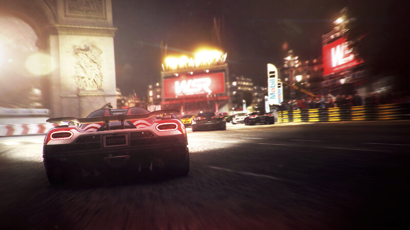 Race Car on Track — Black, Dynamic, Night