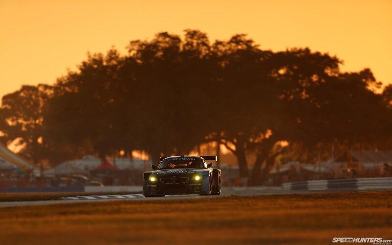 Race Car on Track — Orange, Dramatic, Sunset, Photograph, Trees