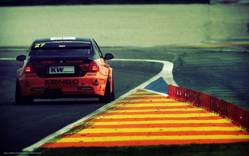 Race Car on Track — Orange, Dynamic, Photograph