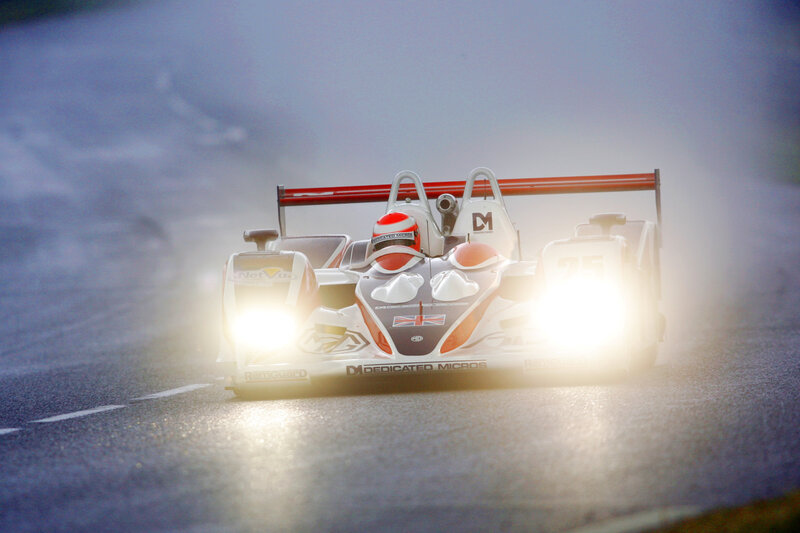 Race Car on Track — White, Dramatic, Night, Photograph