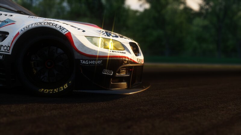 Race Car on Track — White, Dramatic, Sunset