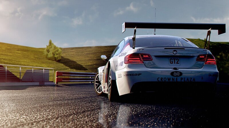 Race Car on Track — White, Dynamic, Afternoon, 3d Render