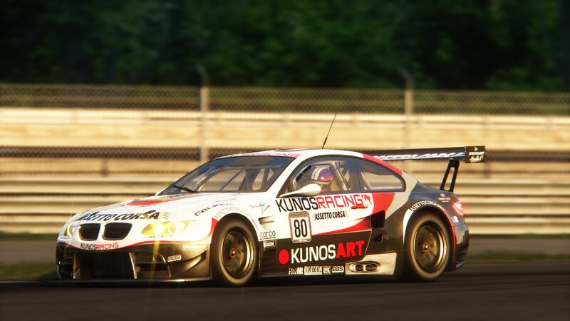 Race Car on Track — White, Dynamic, Sunset, 3d Render