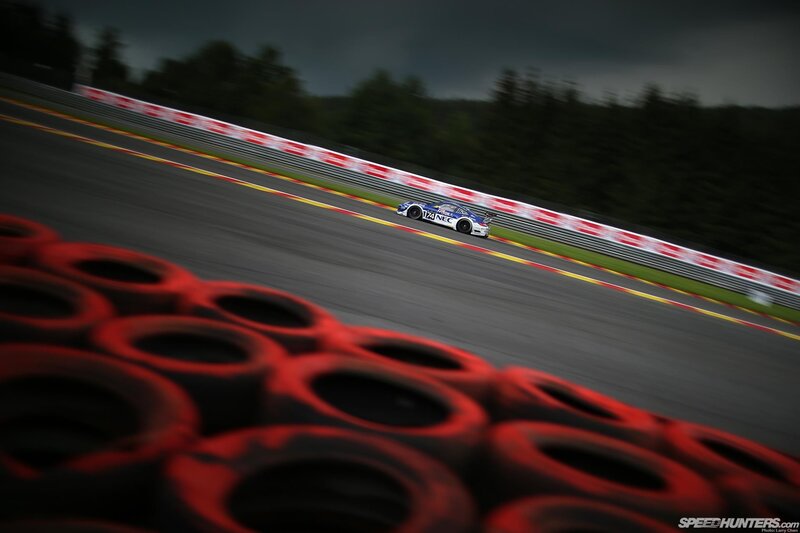Race car on track with tires