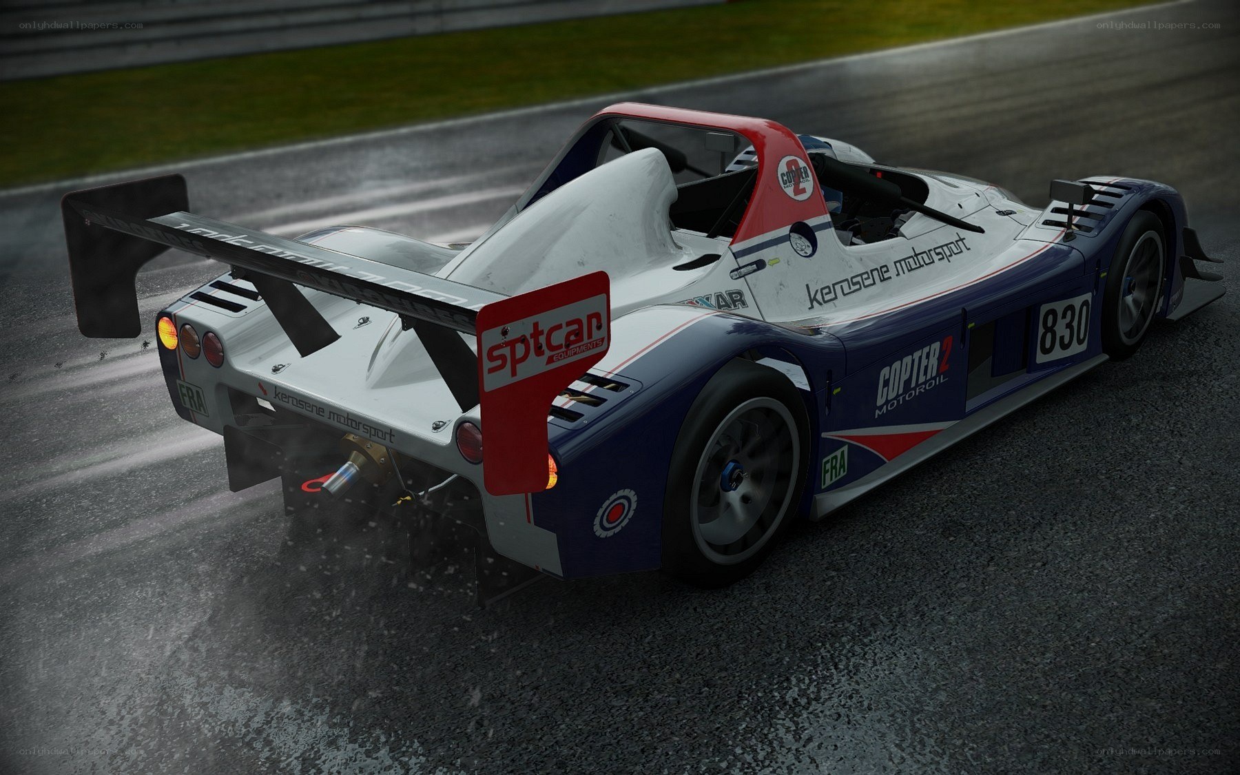 race car on wet track