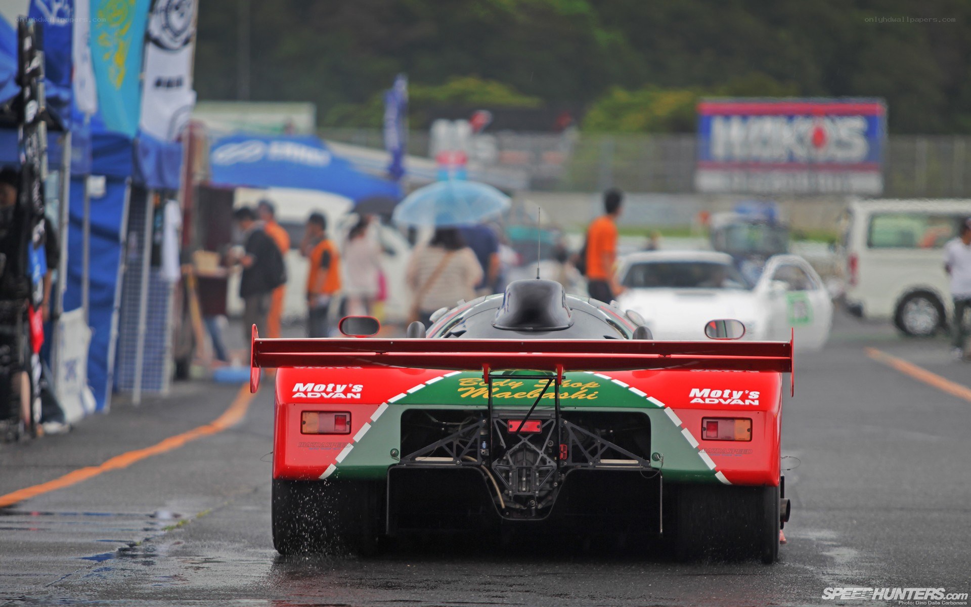 race car on wet track