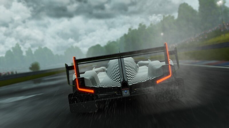 Race Car on Wet Track — Black, Dramatic, 3d Render