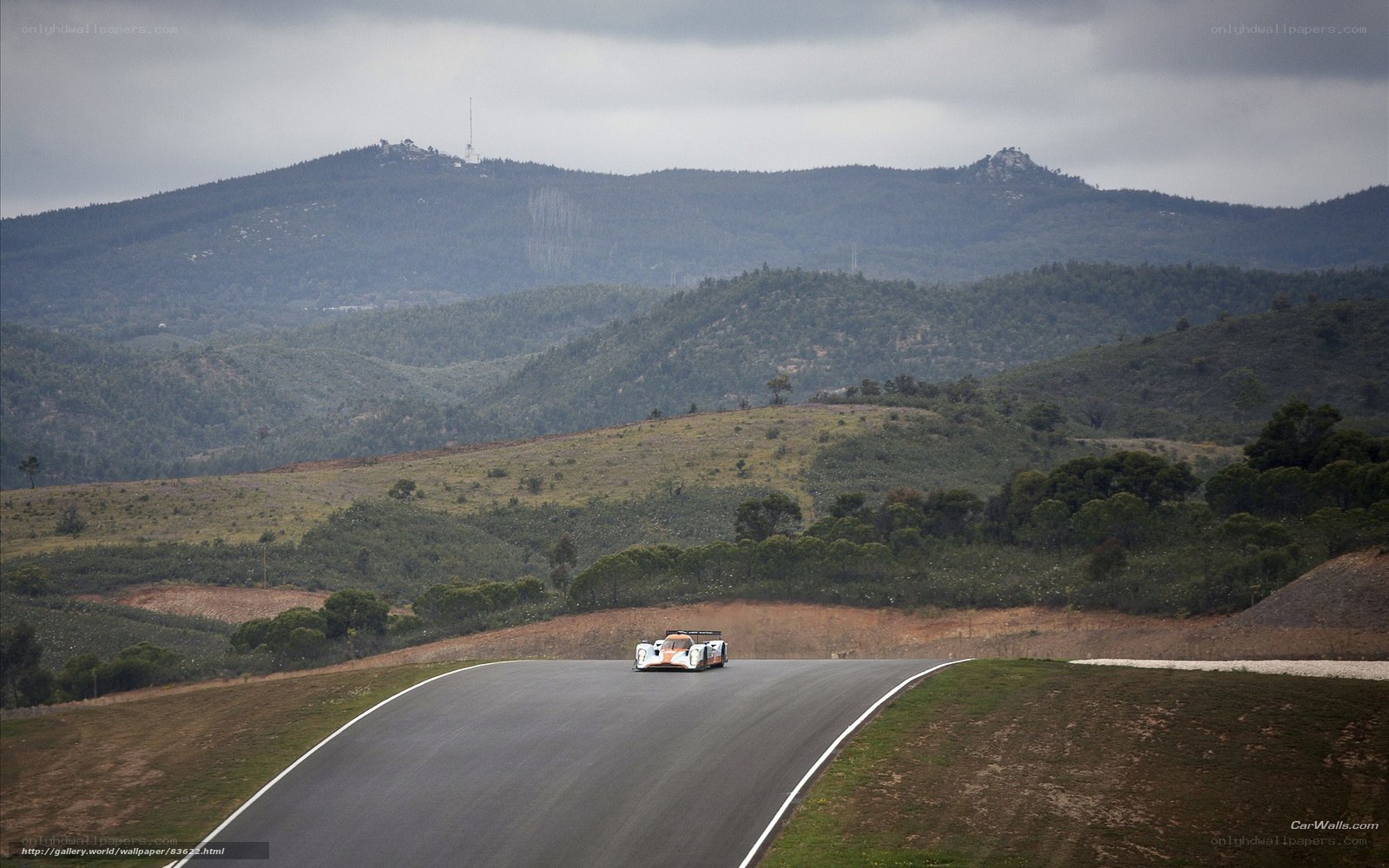 Race car on winding track