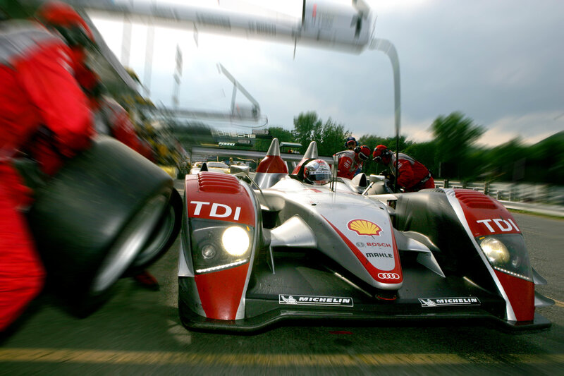 Race car pit stop action