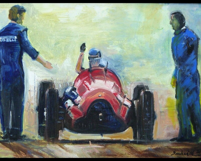 Race car pit stop scene