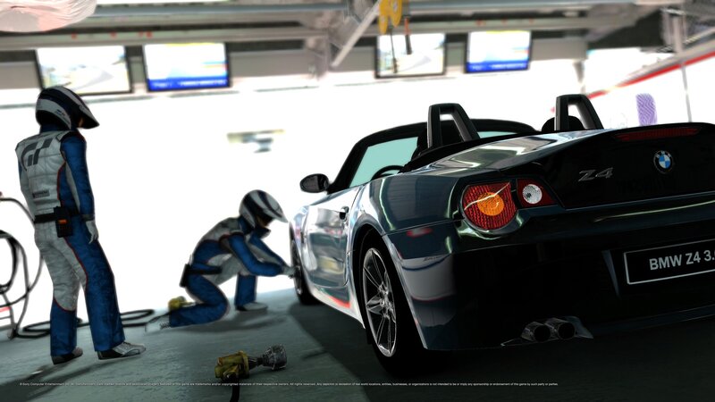 Race car pit stop scene
