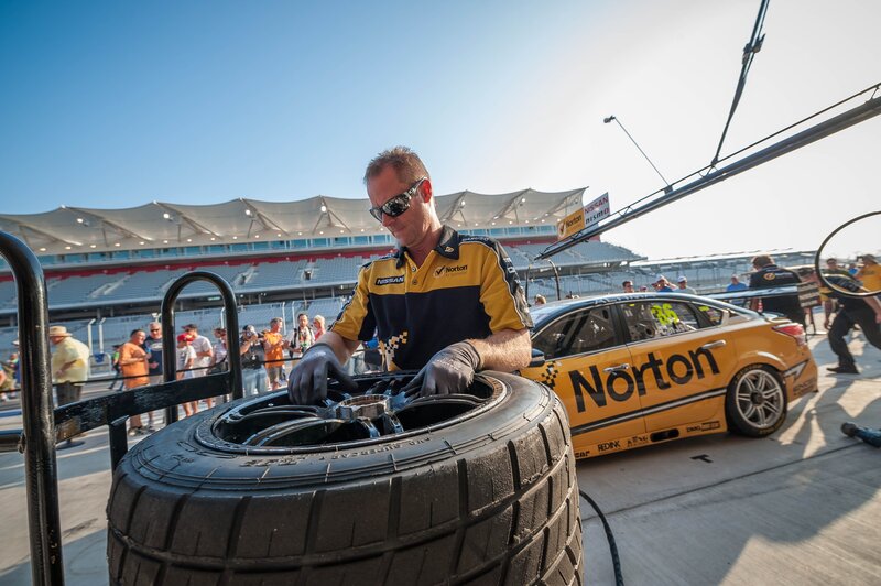 Race car tire change
