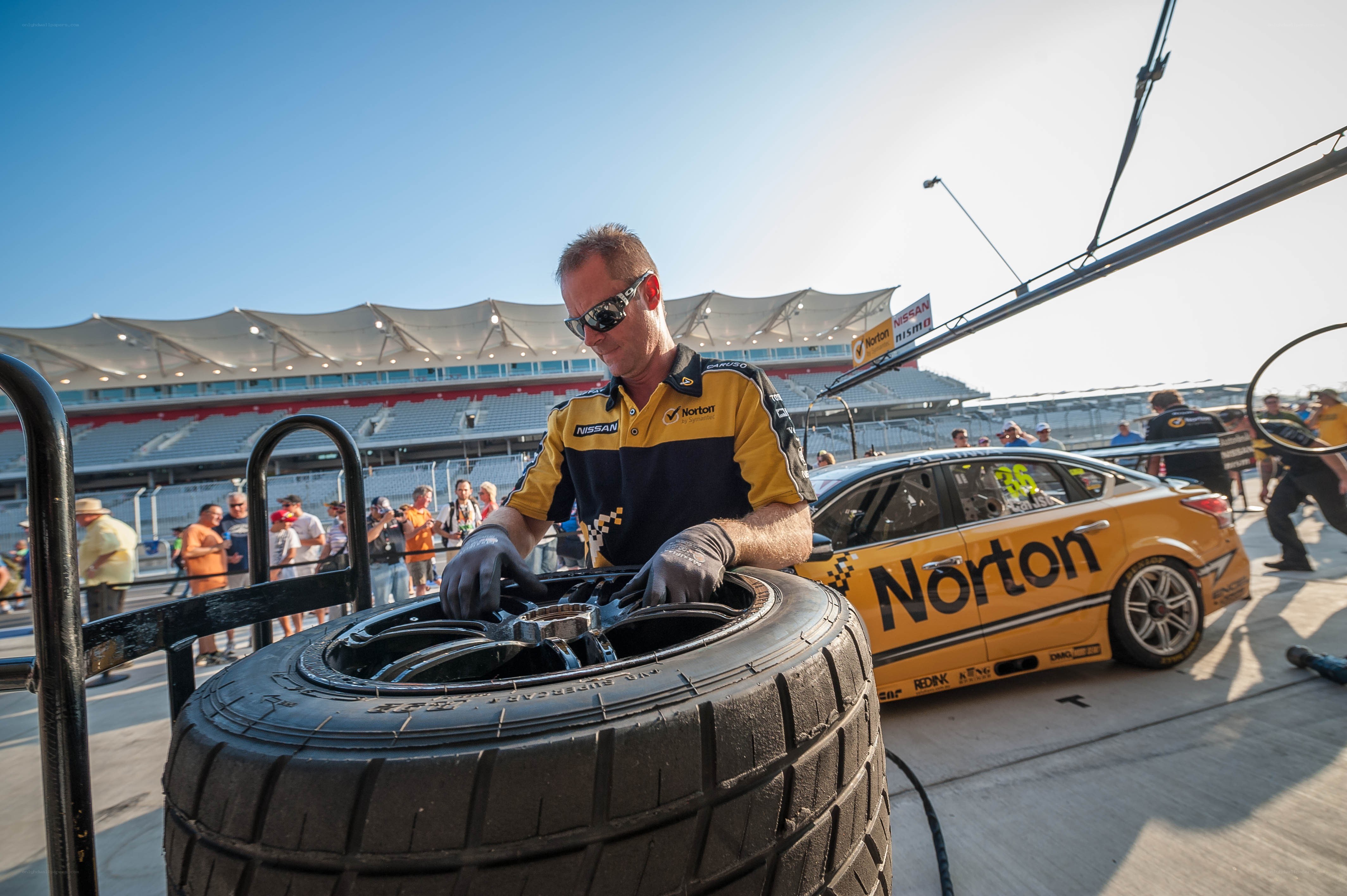 Race car tire change