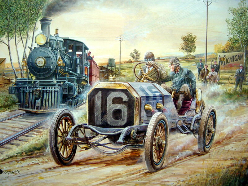 Race car vs steam train