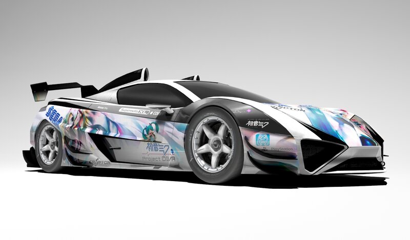 Race Car with Anime Livery — White
