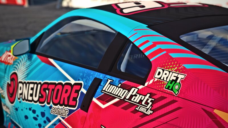 Race Car with Decals — Blue