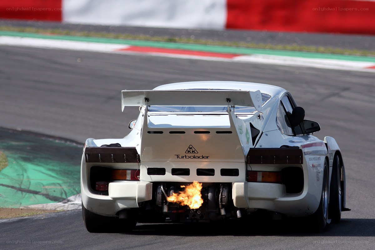 race car with exhaust flame