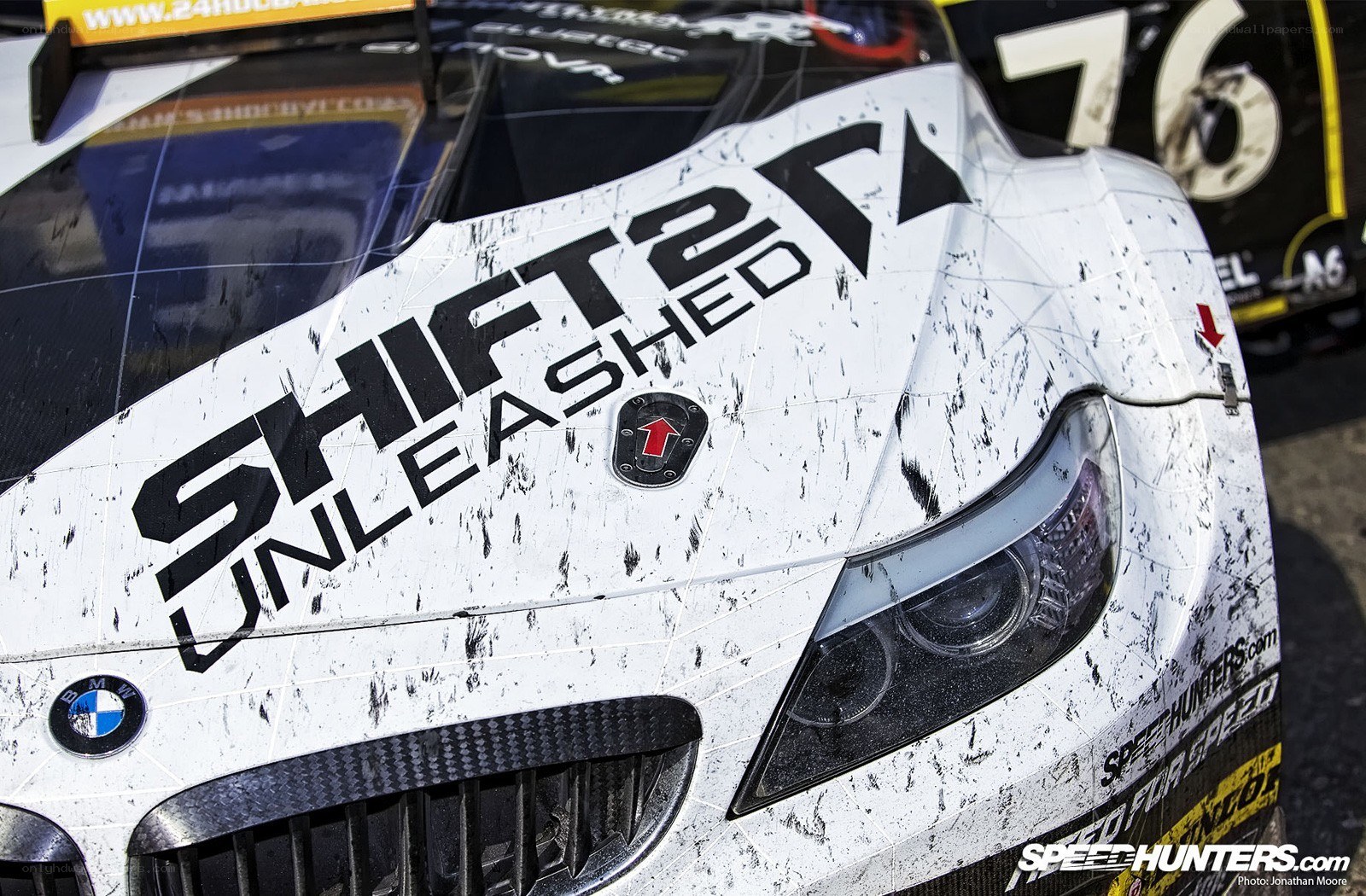 Race car with mud splatters