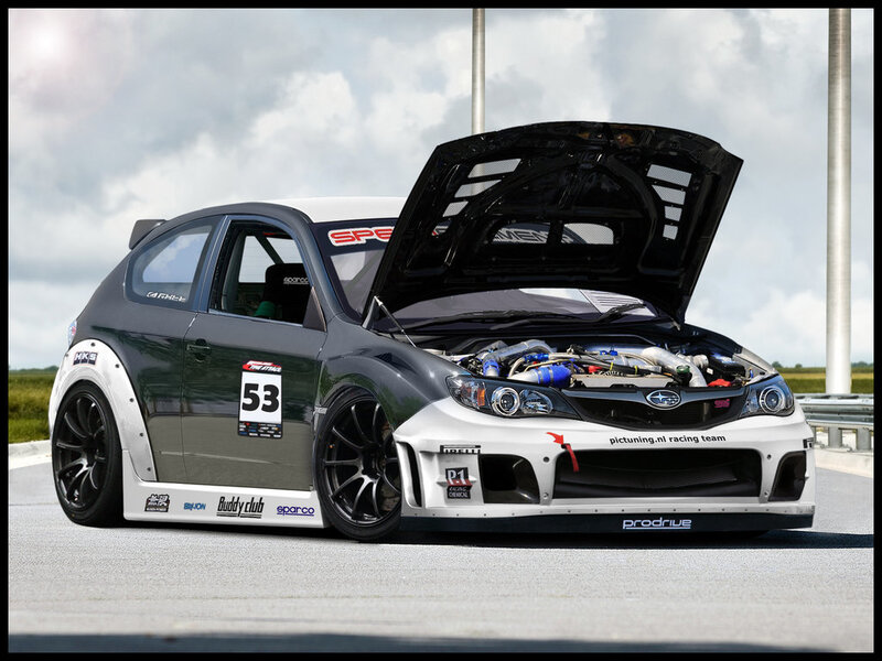 race car with open hood