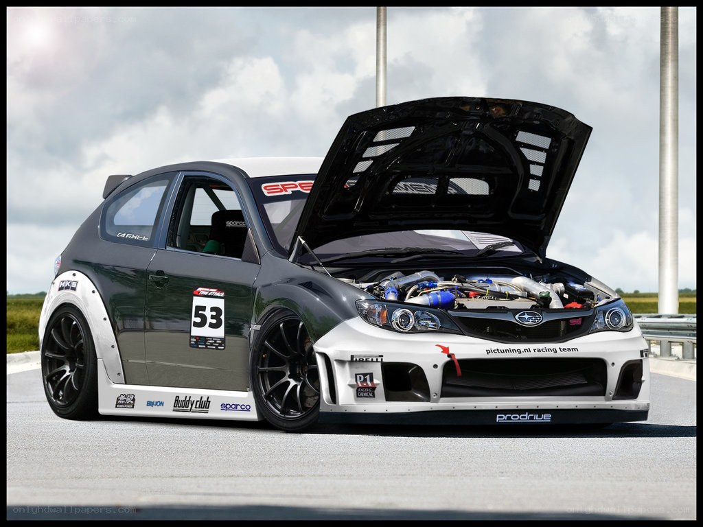 race car with open hood