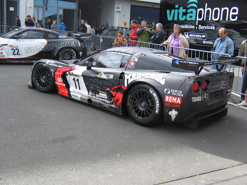 Race cars at a track
