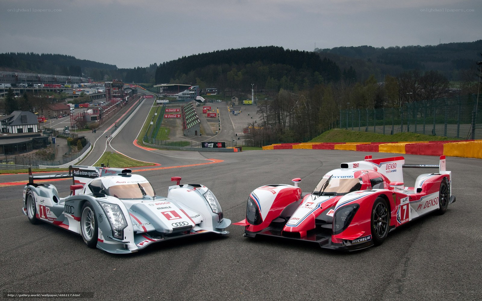 Race cars at a track