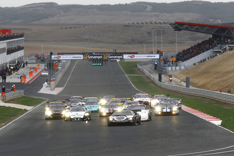Race cars at start line