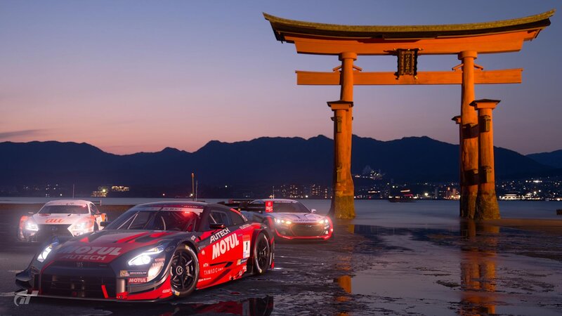 Race Cars at Sunset — Red