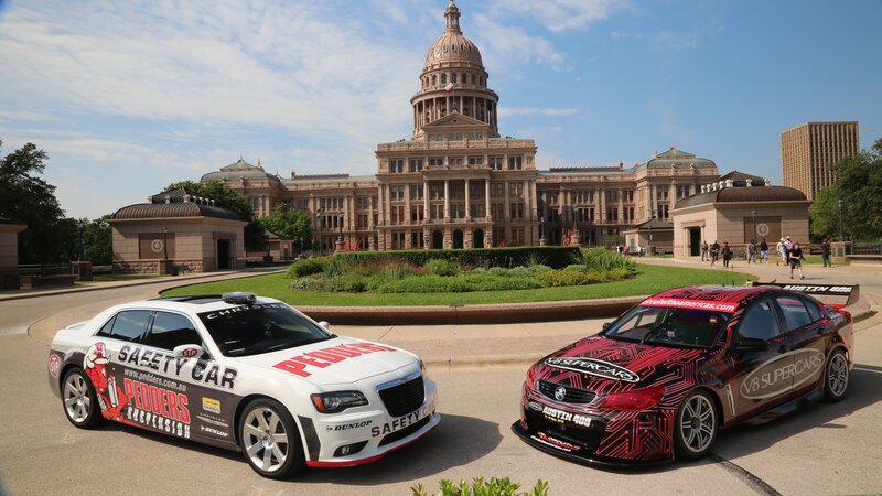 Race cars at Texas Capitol