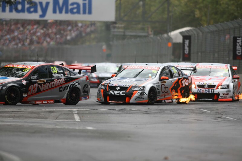Race cars in action on track