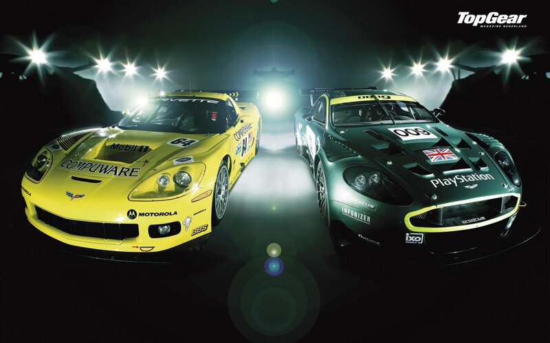 Race cars in spotlight