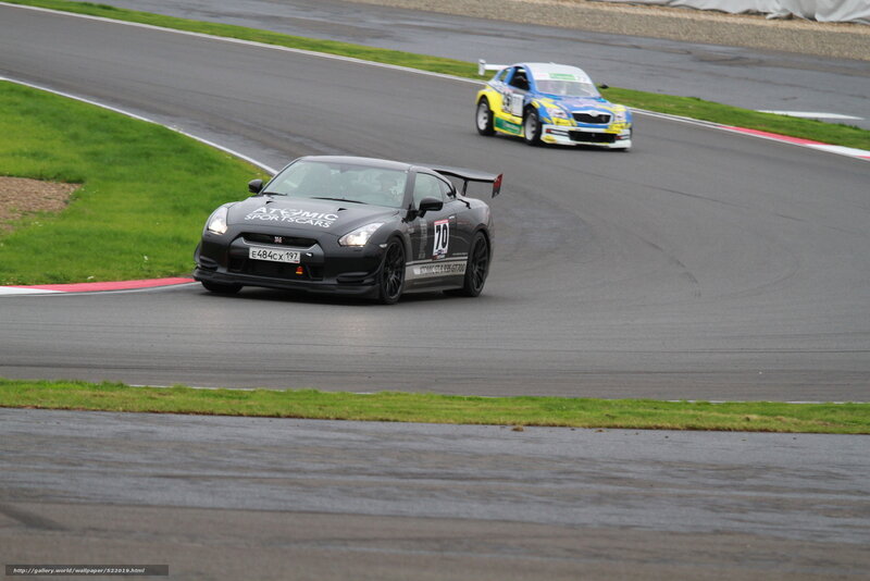 Race cars on a track