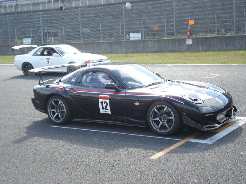 Race cars on a track