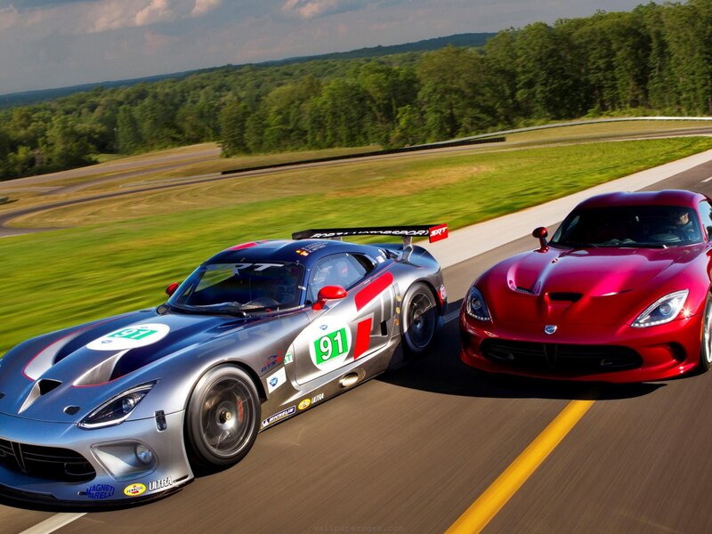 Race cars on a track