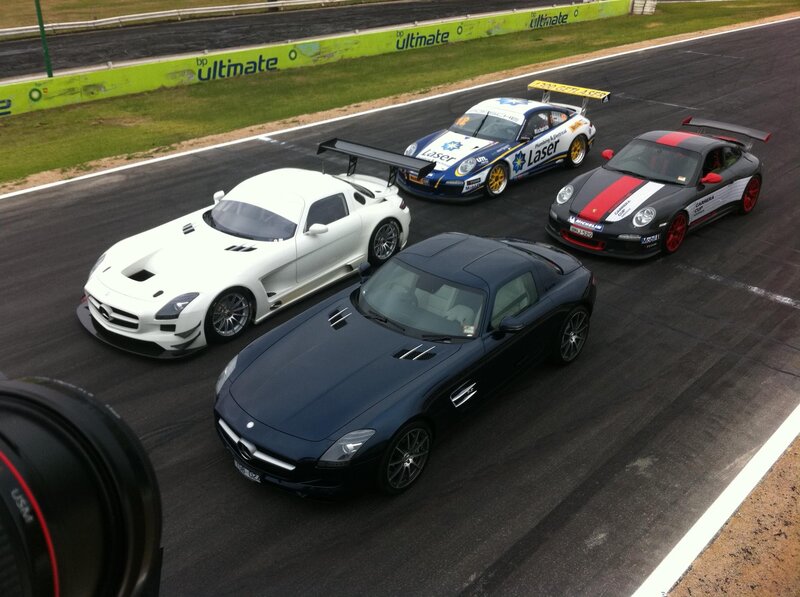 race cars on a track