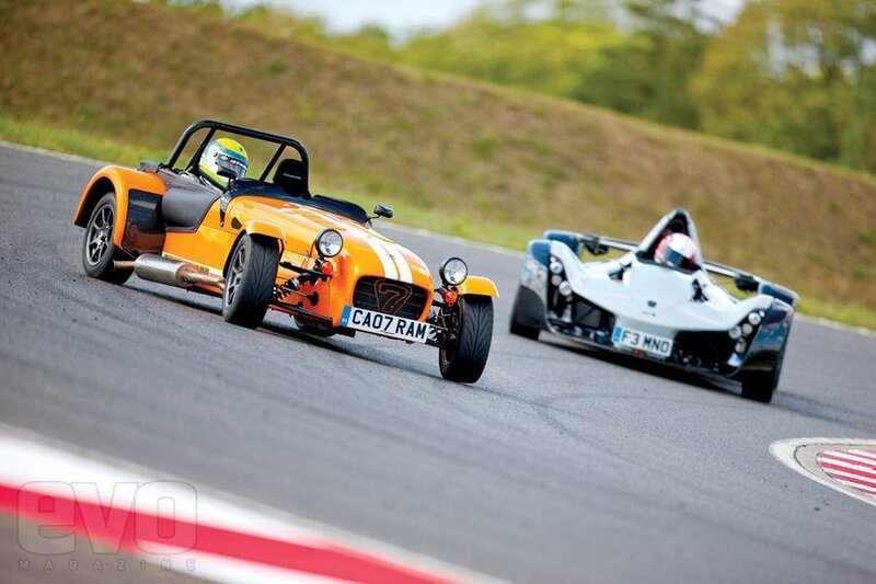 Race cars on a track