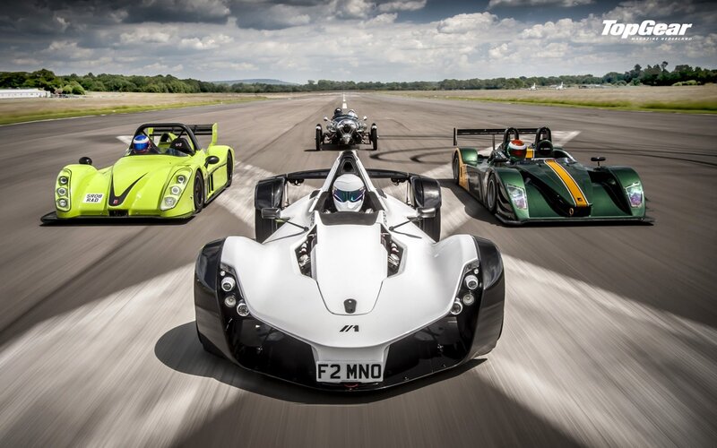 Race cars on a track
