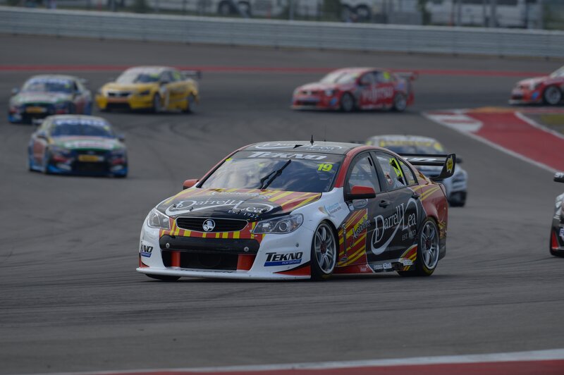 Race cars on a track