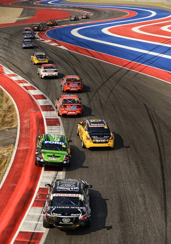 Race cars on a track