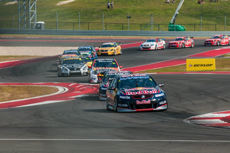 Race cars on a track