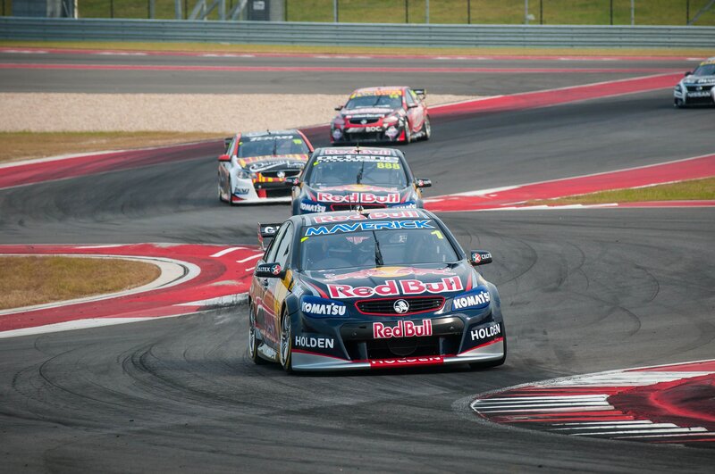 Race cars on a track