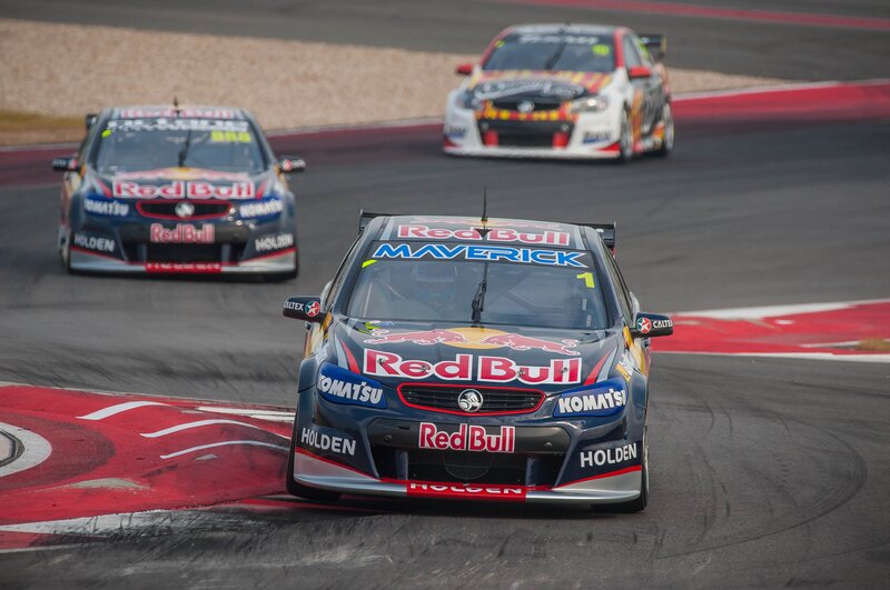 Race cars on a track