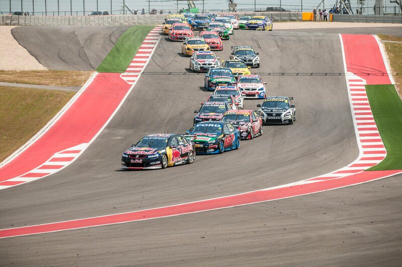 Race cars on a track