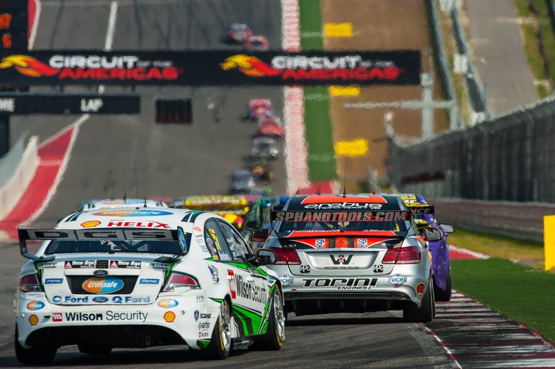 Race cars on a track