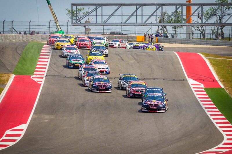 Race cars on a track
