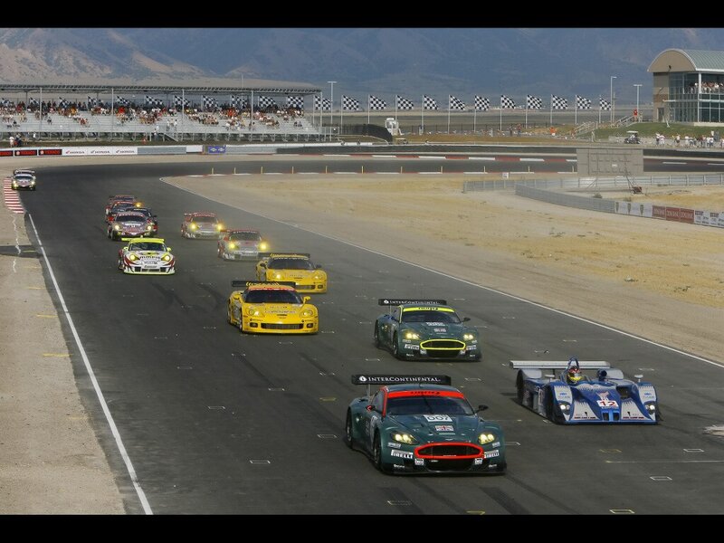 Race cars on a track