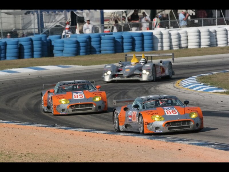 Race cars on a track